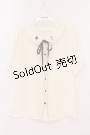 画像: axes femme / クラシックローズ刺繍入りブラウス M オフシロ O-26-02-24-082-AX-TO-IG-OS