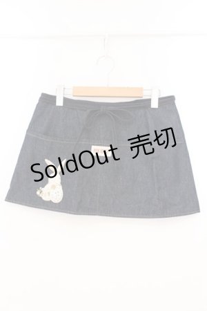 画像: PINK HOUSE / うさぎ刺繍カフェエプロン  インディゴ O-26-02-24-008-LO-SK-IG-OS