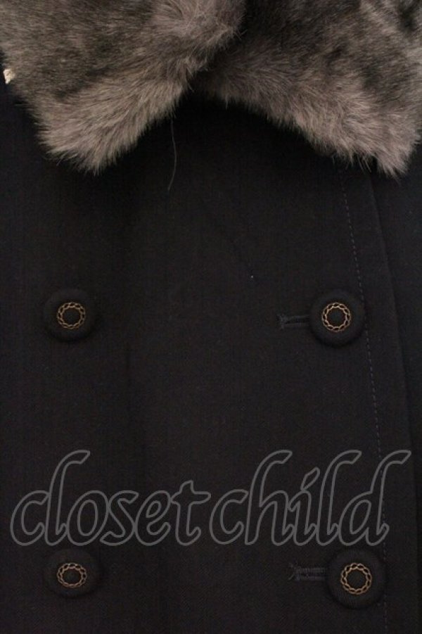 画像2: axes femme / ダブルボタンパイピングケープコート M ネイビー O-26-02-24-083-AX-CO-IG-OS (2)