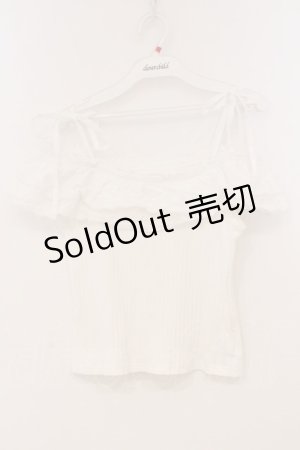 画像: Secret Honey / カットワークレースフリルノースリーブトップス  シロ O-26-02-24-087-CA-TO-IG-OS