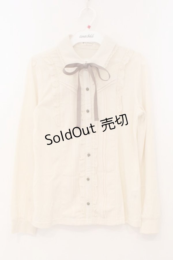 画像1: axes femme / 前立てデザインブラウス風プルオーバー M オフ O-26-02-24-089-AX-TO-IG-OS (1)