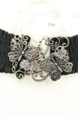画像2: axes femme / バタフライ＆ローズゴムベルト  クロ×アンティークシルバー O-26-02-24-2045-AX-ZA-OW-OS (2)