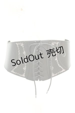 画像: axes femme / 刺繍入りコルセットベルト  クロ O-26-02-24-2048-AX-ZA-OW-ZT305