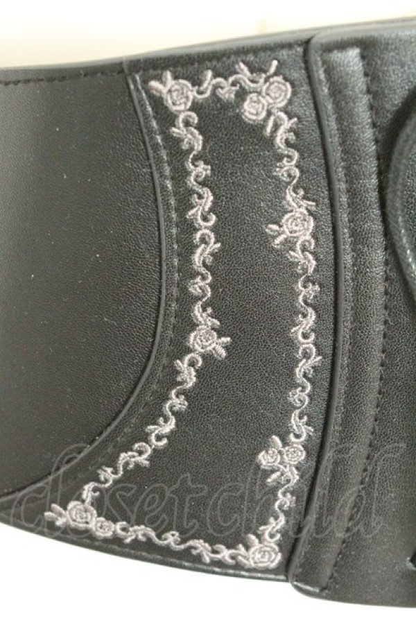 画像2: axes femme / 刺繍入りコルセットベルト  クロ O-26-02-24-2048-AX-ZA-OW-OS (2)