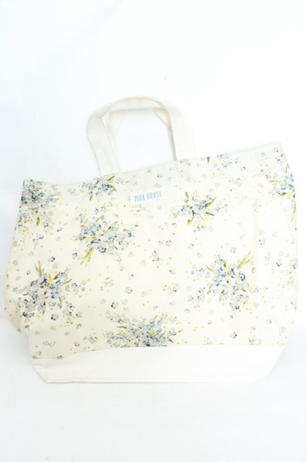 画像1: PINK HOUSE / ブルーフラワリートートバッグ  アイボリー×ブルー O-26-02-24-2095-LO-BG-IG-OS (1)