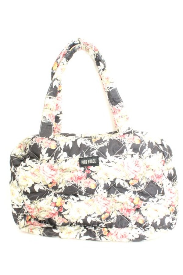画像1: PINK HOUSE / ローズチェリーキルトバッグ  クロ O-26-02-24-2096-LO-BG-IG-OS (1)