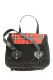 画像2: Heart E / タータン切り替えハンドバッグ  クロ×アカ O-26-02-24-2098-LO-BG-IG-OS (2)