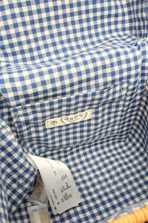 画像3: axes femme / スクエアカゴバッグ 16×12×16cm ナチュラル×ブルー O-26-02-24-2111-AX-BG-IG-OS (3)