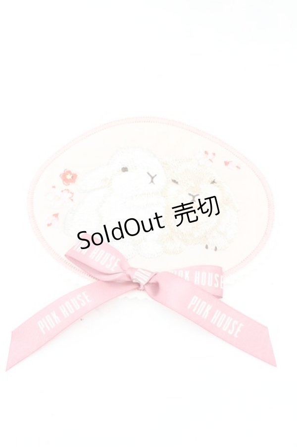 画像1: PINK HOUSE / 幸見うさぎ刺繍ワッペンブローチ  ピンク O-26-02-24-2014-LO-AC-OW-OS (1)