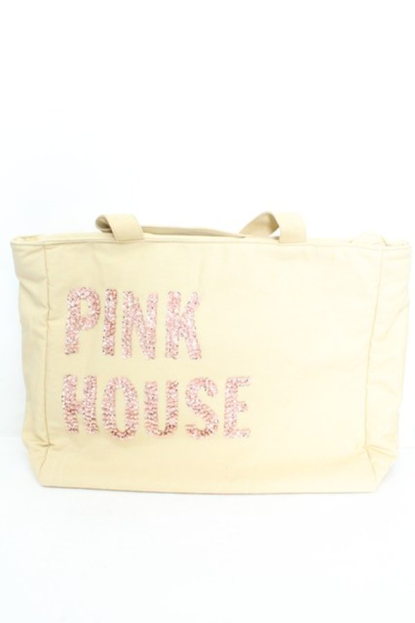画像1: PINK HOUSE / スパンコールビーズトートバッグ  ベージュ×ピンク O-26-02-24-2118-LO-BG-IG-OS (1)