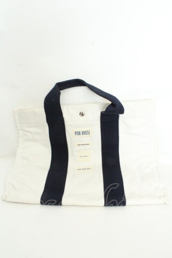 画像1: PINK HOUSE / パッチトートバッグ  オフシロ×ネイビー O-26-02-24-2119-LO-BG-IG-OS (1)