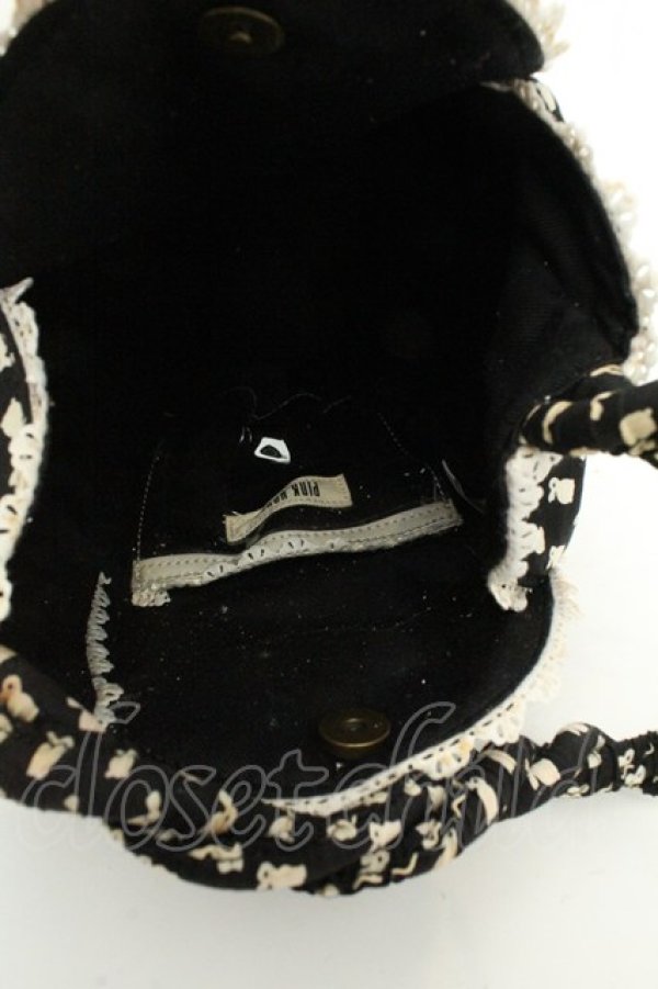 画像3: PINK HOUSE / うさぎ総柄ポーチバッグ  クロ×シロ O-26-02-24-2122-LO-BG-IG-OS (3)