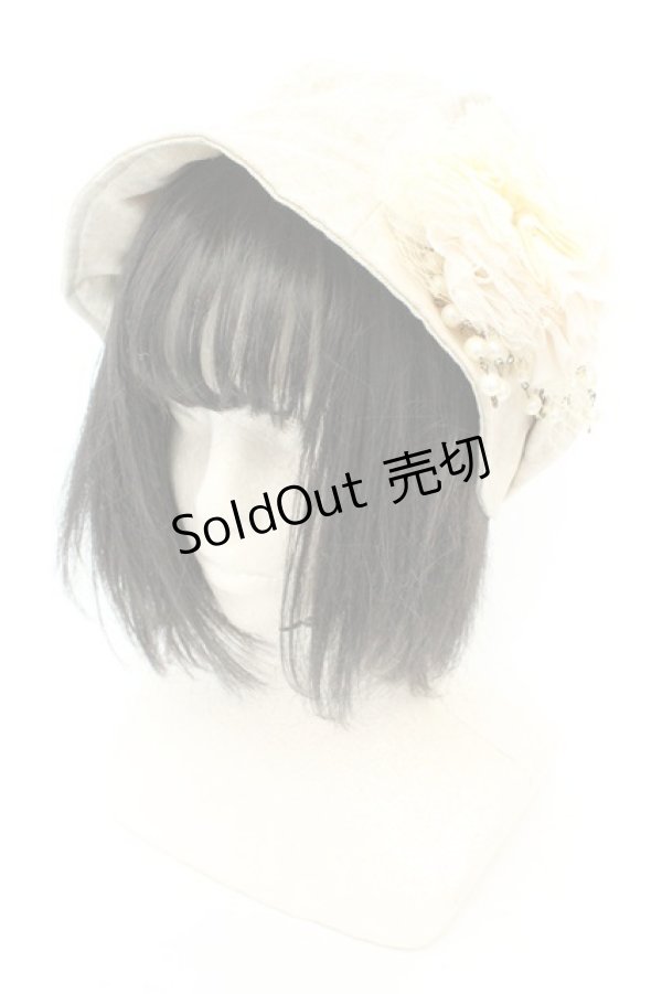 画像1: axes femme / コサ付き丸型キャスケット  アイボリー O-26-02-24-2022-AX-AC-IG-OS (1)