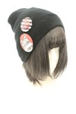 画像1: PEACE NOW / 缶バッジニットキャップ  ブラック O-26-02-24-2026-PU-AC-IG-OS (1)