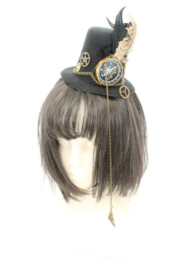 画像1: GOTHその他 / スチームパンクミニハット  ブラック O-26-02-24-2028-EL-AC-OW-OS (1)