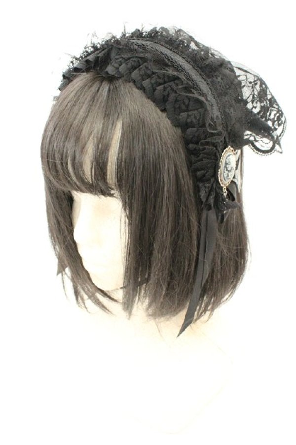 画像1: Estrellas / ファンタジックショートヴェールカチューシャ  ブラック O-26-02-24-2036-EL-AC-OW-OS (1)