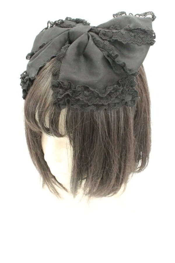 画像1: Angelic Pretty / レースいっぱいリボンカチューシャ  クロ O-26-02-24-2040-AP-AC-IG-OS (1)