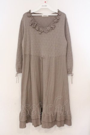 画像: INGEBORG / 薔薇モチーフニットワンピース 11 ブラウン O-26-02-24-011-LO-OP-IG-OS