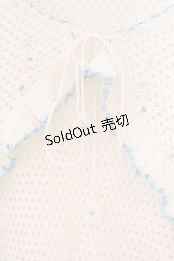 画像2: PINK HOUSE / 薔薇編みストール  シロ×サックス O-26-02-24-017-LO-ZA-IG-OS (2)