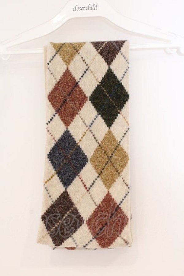 画像1: Karl Helmut / アーガイルマフラー  ベージュ O-26-02-24-020-EL-ZA-IG-OS (1)