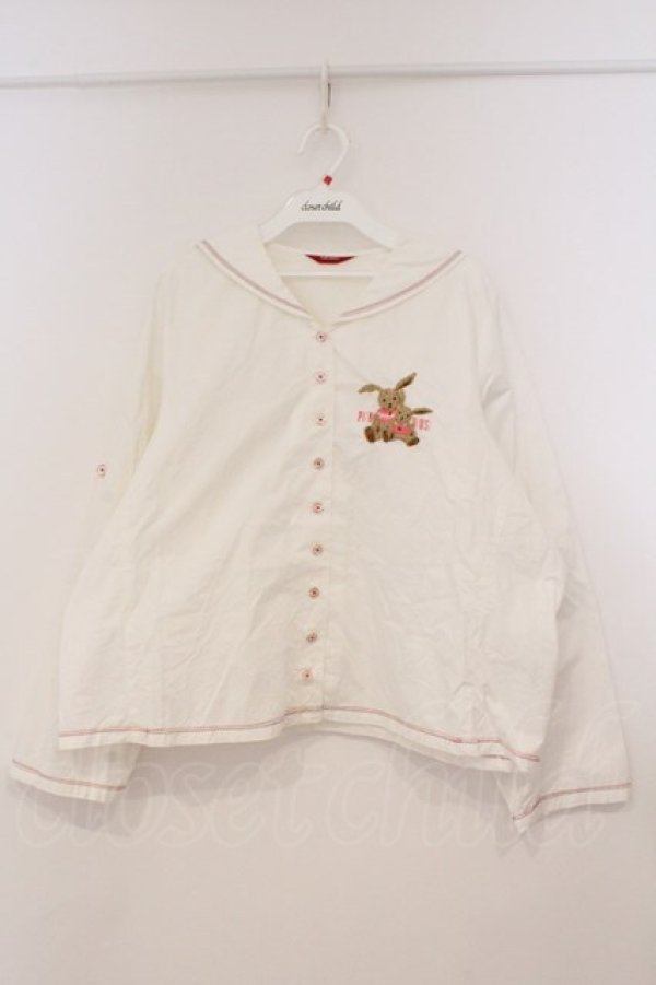 画像1: PINK HOUSE / ラビット刺繍セーラブラウス【お直しあり】  オフ O-26-02-24-022-LO-BL-IG-OS (1)