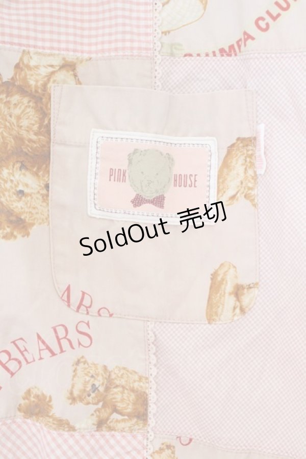 画像2: PINK HOUSE / くまさん&ギンガムチェックワッペン半袖シャツ L ピンク O-26-02-24-024-LO-BL-IG-OS (2)
