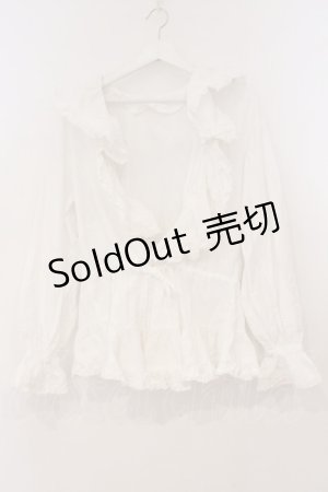 画像: PINK HOUSE / フリルタックブラウスカーディガン【お直しあり】  シロ O-26-02-24-026-LO-BL-IG-OS