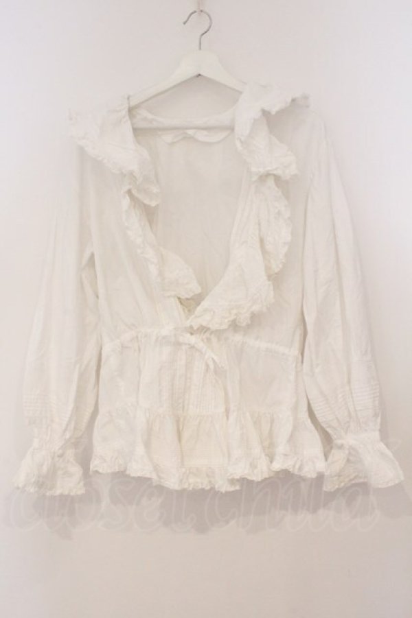 画像1: PINK HOUSE / フリルタックブラウスカーディガン【お直しあり】  シロ O-26-02-24-026-LO-BL-IG-OS (1)