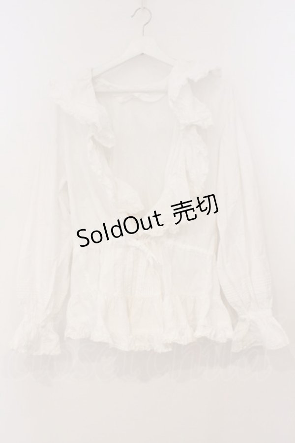 画像1: PINK HOUSE / フリルタックブラウスカーディガン【お直しあり】  シロ O-26-02-24-026-LO-BL-IG-OS (1)