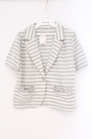 画像: axes femme / ボーダージャケット風ボレロ M グレー O-26-02-26-001-AX-TO-IG-OS