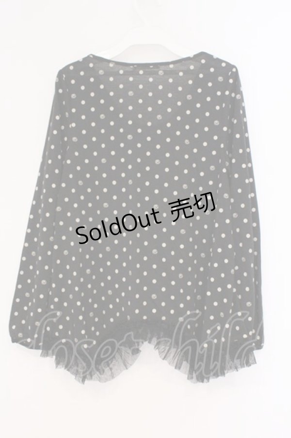 画像2: axes femme / フラワーモチーフイレヘムカットソー M クロ O-26-02-26-005-AX-TO-IG-OS (2)