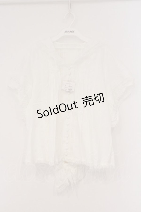 画像1: PINK HOUSE / バックリボンフリルタックブラウス【お直しあり】  シロ O-26-02-26-045-LO-BL-IG-OS (1)