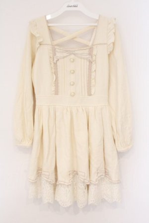 画像: LIZ LISA / リボン刺繍ワンピース  アイボリー O-26-02-26-050-LO-OP-IG-OS