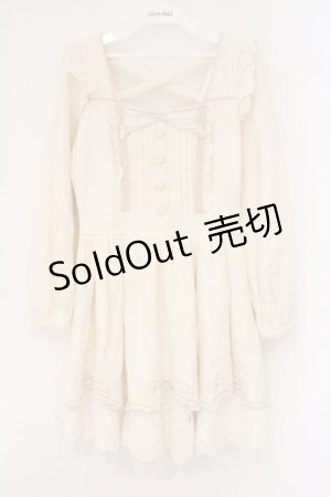 画像: LIZ LISA / リボン刺繍ワンピース  アイボリー O-26-02-26-050-LO-OP-IG-OS