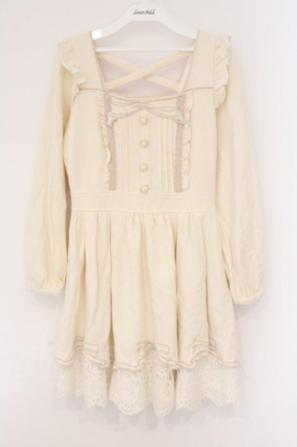 画像1: LIZ LISA / リボン刺繍ワンピース  アイボリー O-26-02-26-050-LO-OP-IG-OS (1)