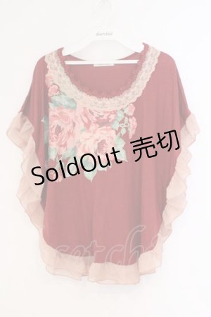 画像: axes femme / フラワープリントポンチョ風カットソー M アカ O-26-02-26-007-AX-TO-IG-OS