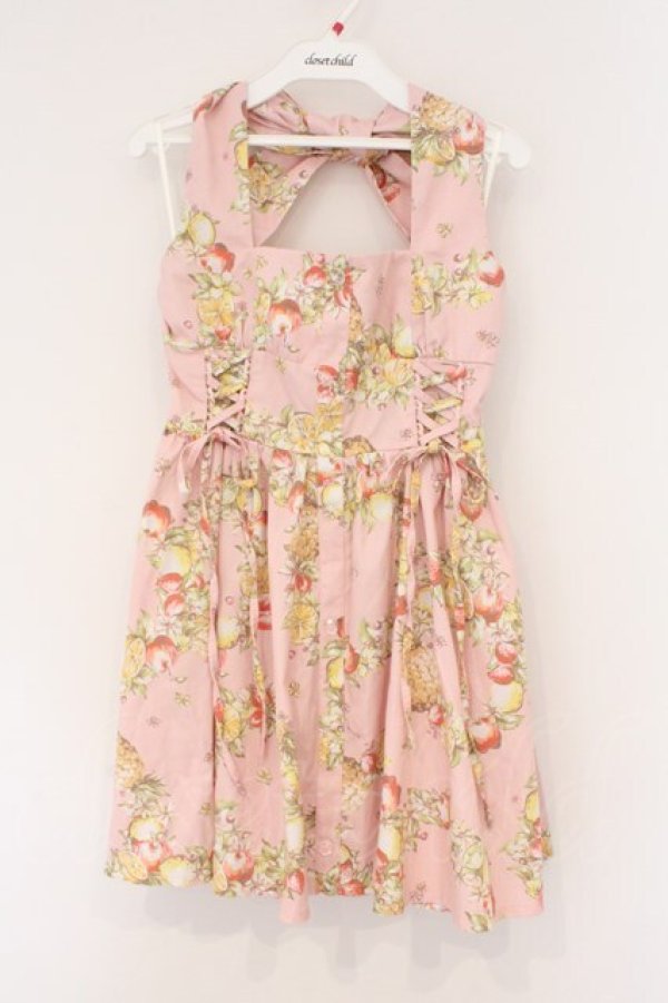 画像1: LIZ　LISA / フルーツリース柄ロンパース  ピンク O-26-02-26-051-LO-OP-IG-OS (1)