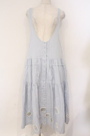 画像: PINK HOUSE / パッチワークカットジャンパースカート  サックス O-26-02-26-054-LO-OP-IG-OS