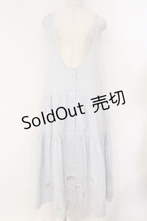 画像: PINK HOUSE / パッチワークカットジャンパースカート  サックス O-26-02-26-054-LO-OP-IG-OS