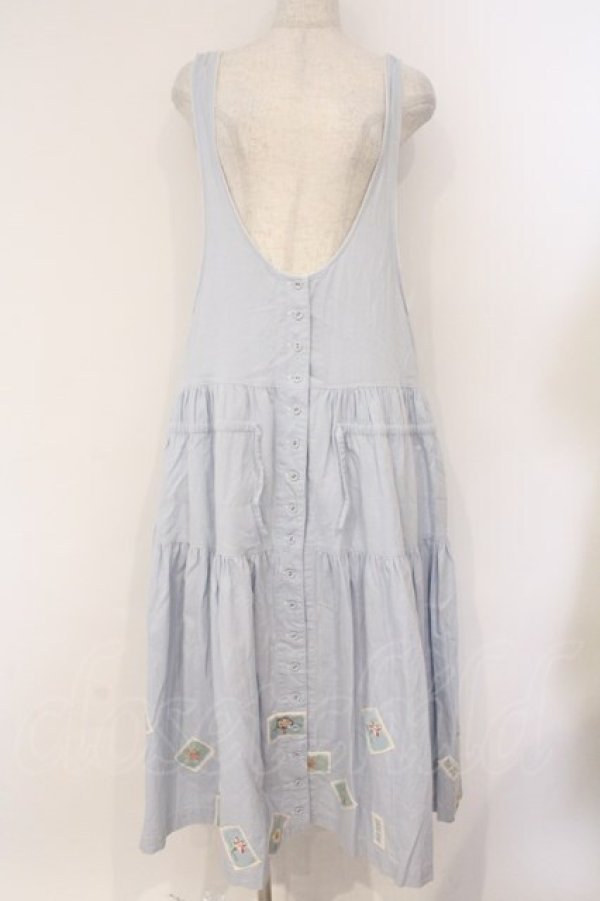 画像1: PINK HOUSE / パッチワークカットジャンパースカート  サックス O-26-02-26-054-LO-OP-IG-OS (1)