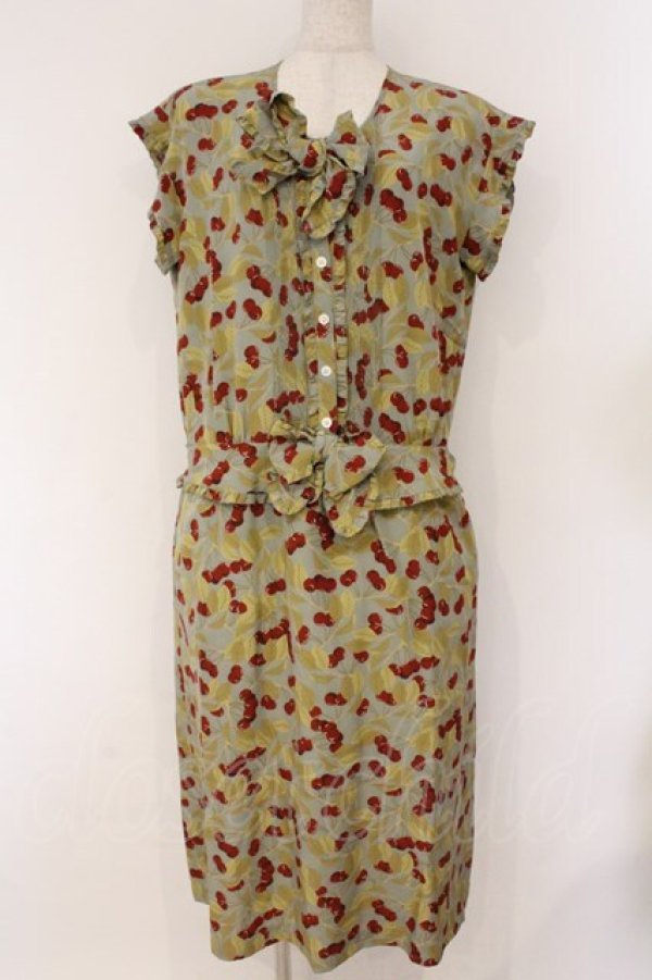 画像1: PINK HOUSE / さくらんぼ柄ワンピース  グリーン系 O-26-02-26-056-LO-OP-IG-OS (1)