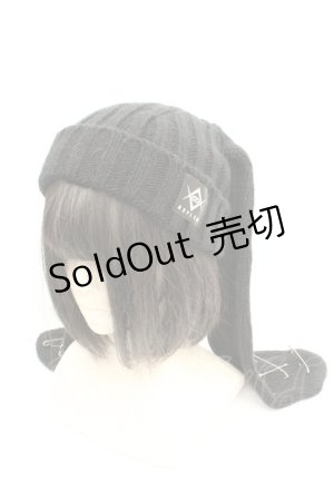 画像: REFLEM / 安全ピン付きうさ耳ニットキャップ  ブラック O-26-02-26-1040-PU-AC-IG-OS
