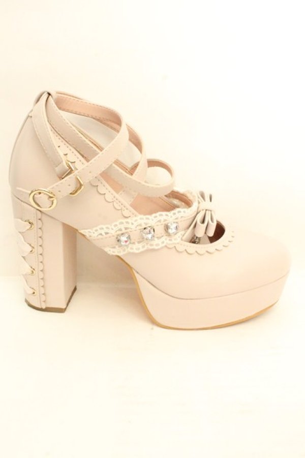 画像7: LIZ LISA / ビジューストラップ2連リボンパンプス M ピンク O-26-02-26-1042-LO-SH-OW-OS (7)