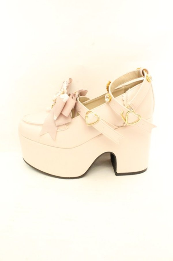 画像6: LIZ LISA / ハートビジュープラットフォームローファー M ピンク O-26-02-26-1043-LO-SH-OW-OS (6)