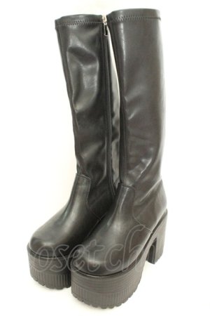 画像: YOSUKE / 厚底ロングブーツ M ブラック O-26-02-26-1044-PU-SH-OW-OS