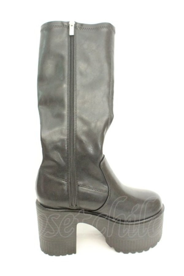 画像5: YOSUKE / 厚底ロングブーツ M ブラック O-26-02-26-1044-PU-SH-OW-OS (5)