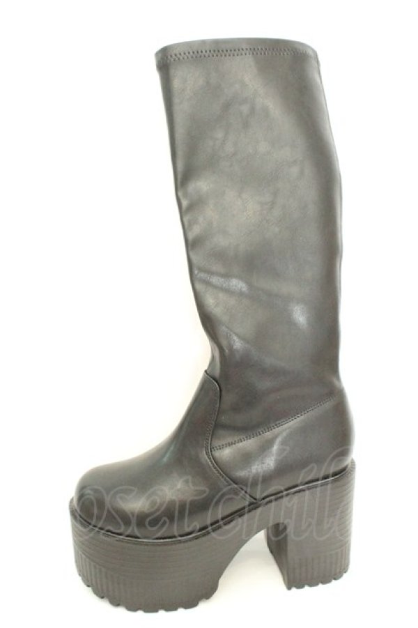 画像6: YOSUKE / 厚底ロングブーツ M ブラック O-26-02-26-1044-PU-SH-OW-OS (6)