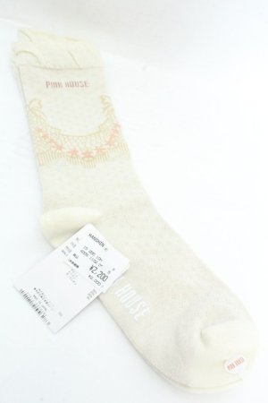 画像: PINK HOUSE / ロココレース柄ソックス  アイボリー O-26-02-26-1051-LO-ZA-OW-OS