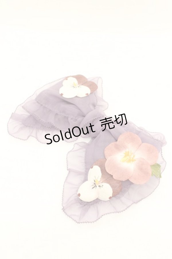 画像1: PINK HOUSE / パンジーコサージュ付きオーガンジーリボンブローチ  ラベンダー O-26-02-26-1052-LO-AC-OW-OS (1)