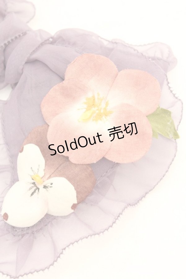 画像2: PINK HOUSE / パンジーコサージュ付きオーガンジーリボンブローチ  ラベンダー O-26-02-26-1052-LO-AC-OW-OS (2)